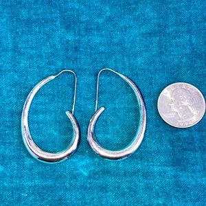 Silver plated oblong hoop earrings